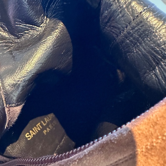 AUTHENTIC Saint Laurent *Ella* Studded Brown Suede Knee Boots IT 37/US 7 - Picture 11 of 16